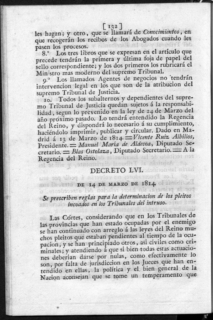 Miniatura de Se prescriben reglas para la determinación de los pleitos incoados en los Tribunales del intruso.