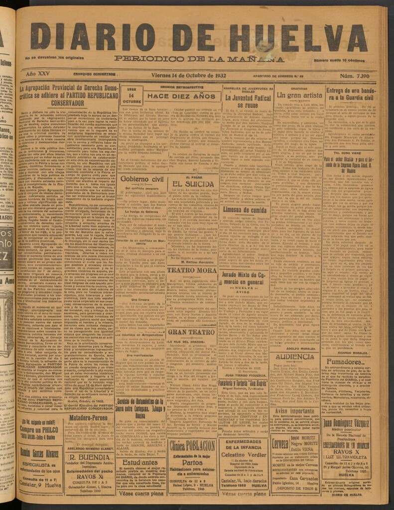 Miniatura de Diario de Huelva : periódico independiente del 14 de octubre de 1932