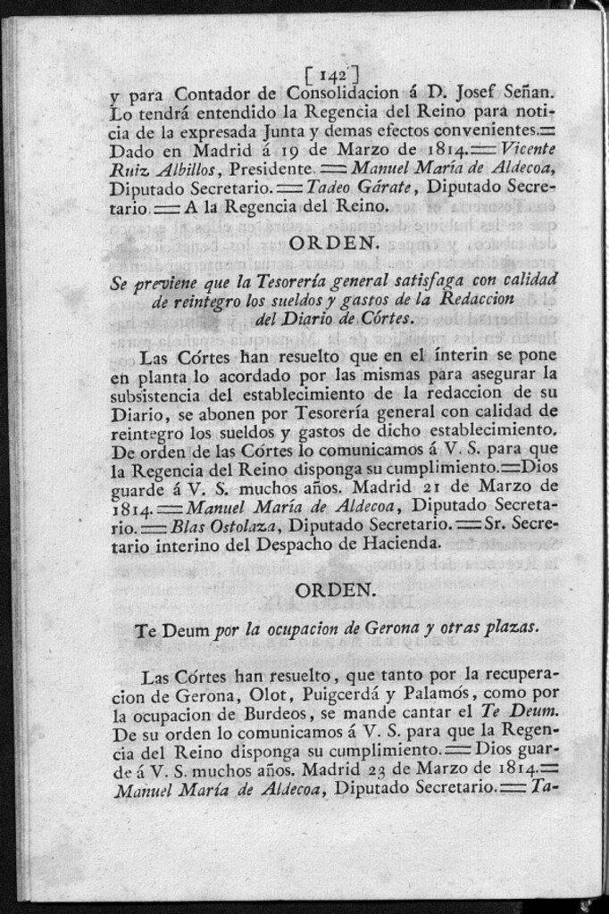Miniatura de Te Deum por la ocupación de Gerona y otras plazas.