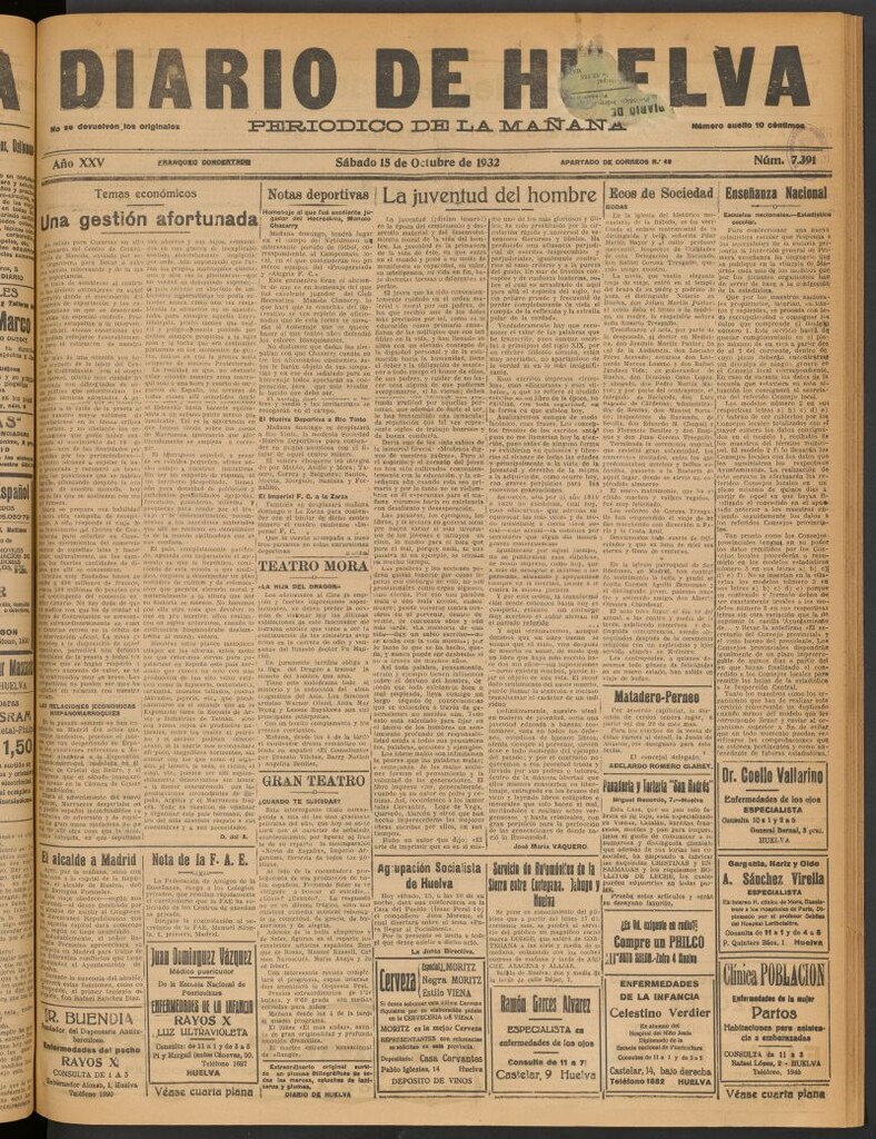 Miniatura de Diario de Huelva : periódico independiente del 15 de octubre de 1932