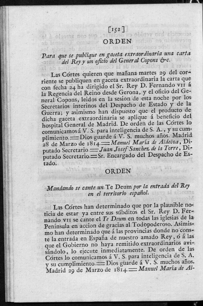 Miniatura de Mandando se cante un Te Deum por la entrada del Rey en el territorio español.