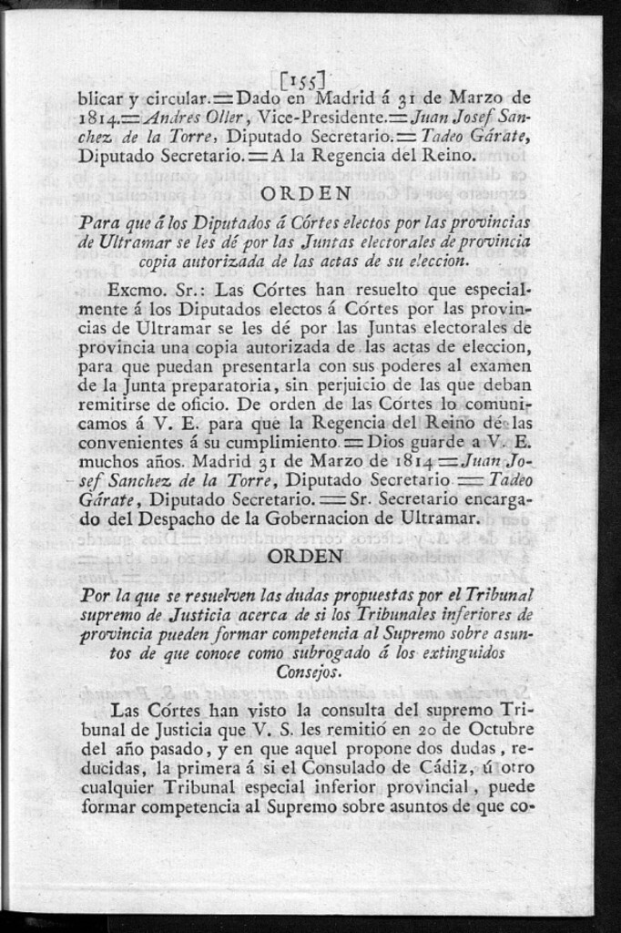 Miniatura de Para que á los Diputados á Cortes electos por las provincias de Ultramar se les dé por las Juntas electorales de provincia copia autorizada de las actas de su elección.