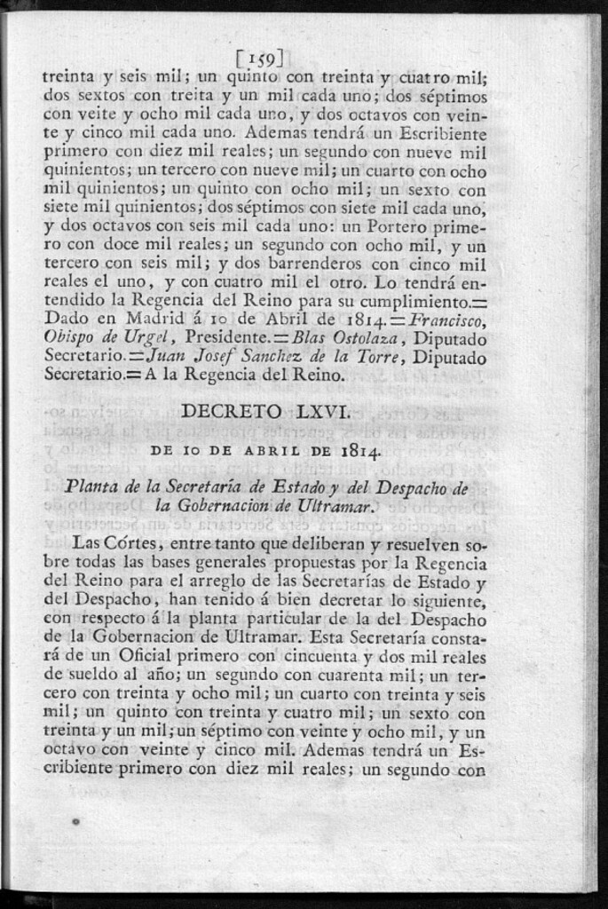 Miniatura de Planta de la Secretarla de Estado y del Despacho de la Gobernación de Ultramar.
