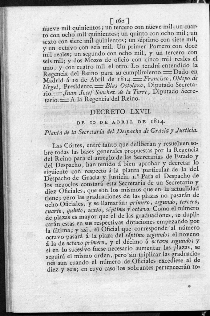 Miniatura de Planta de la Secretaria del Despacho de Gracia y Justicia.