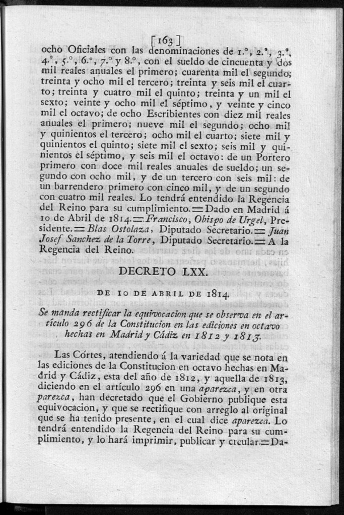 Miniatura de Se manda rectificar la equivocación que se observa en el artículo 296 de la Constitución en las ediciones en octavo hechas en Madrid y Cádiz, en 1812 y 1813.