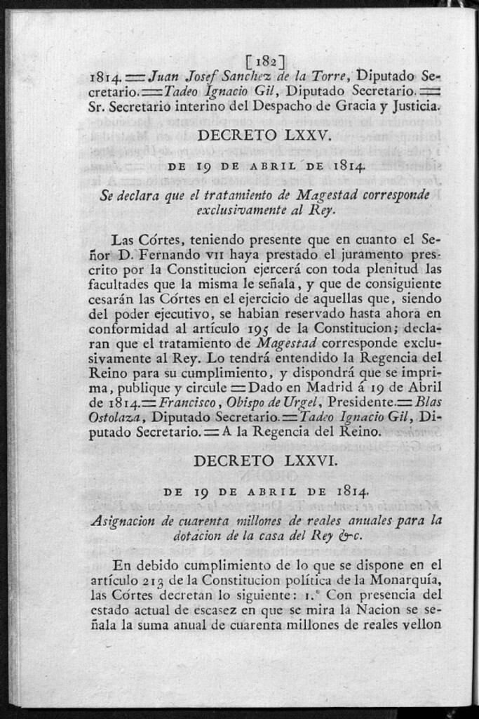 Miniatura de Se declara que el tratamiento de Magestad corresponde exclusivamente al Rey.