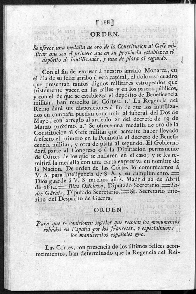 Miniatura de Para que se comisionen sugetos que recojan los monumentot robados en España por los franceses, y especialmente los manuscritos españoles &c.