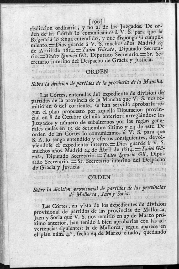 Miniatura de Sobre la división provisional de partidos de las provincias de Mallorca, Jaén y Soria.
