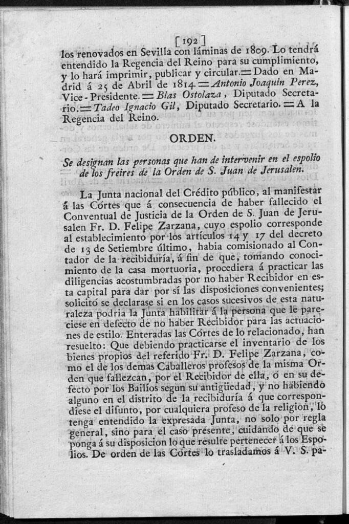 Miniatura de Se designan las personas que han de intervenir en el espolio de los freires de la Orden de S. Juan de Jerusalen.