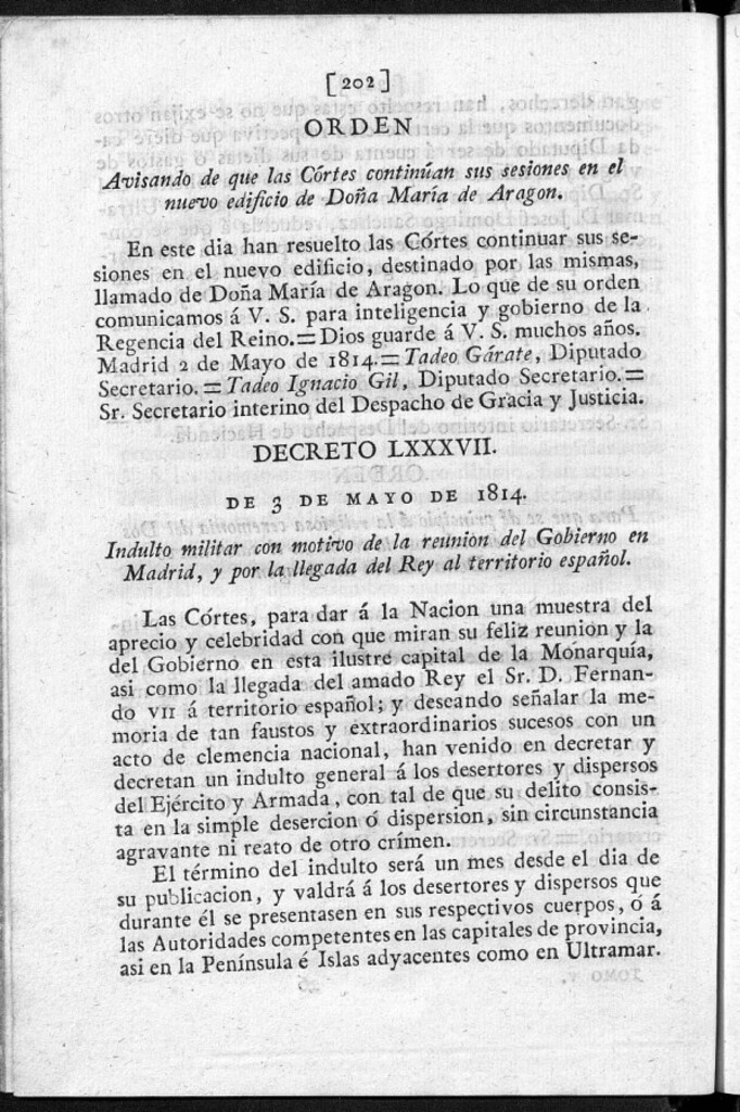 Miniatura de Indulto militar con motivo de la reunión del Gobierno en Madrid, y por la. llegada del Rey al territorio español.
