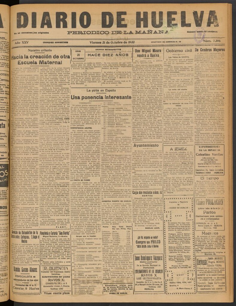 Miniatura de Diario de Huelva : periódico independiente del 21 de octubre de 1932