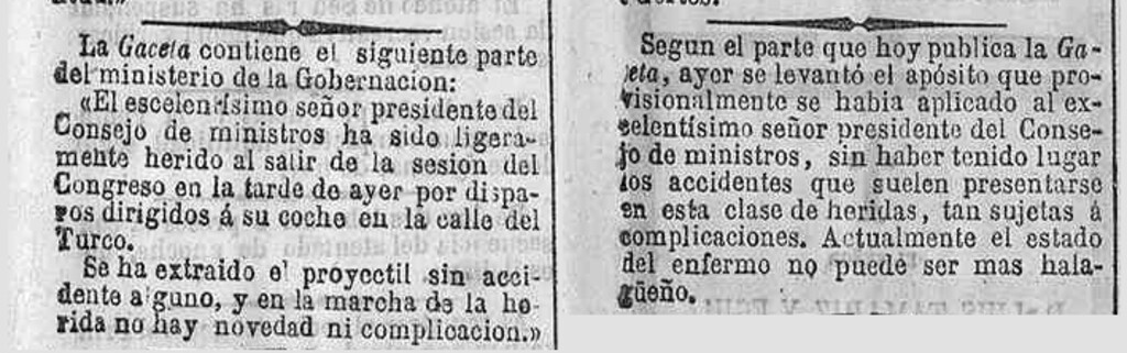 Miniatura de Noticias sobre el Atentado contra el General Prim en la Correspondencia de España