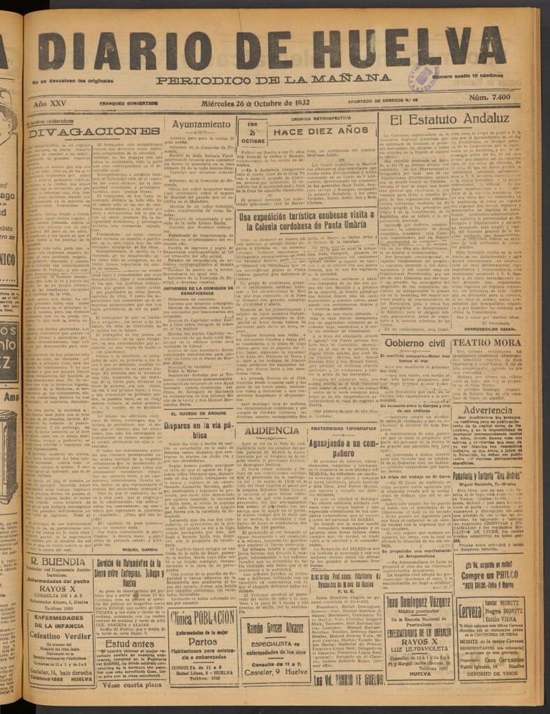 Miniatura de Diario de Huelva : periódico independiente del 26 de octubre de 1932