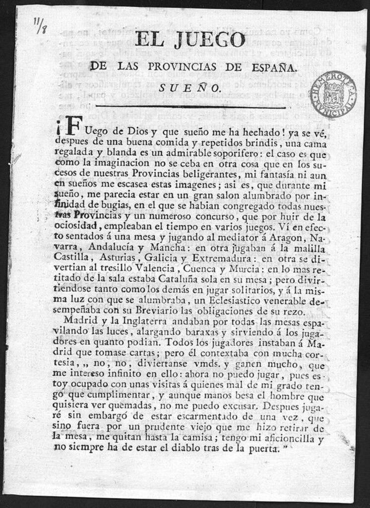 Miniatura de El juego de las provincias de España: sueño