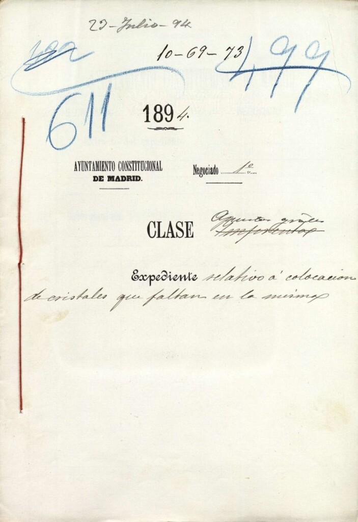 Miniatura de Expediente relativo a colocación de cristales que faltan en las mismas.