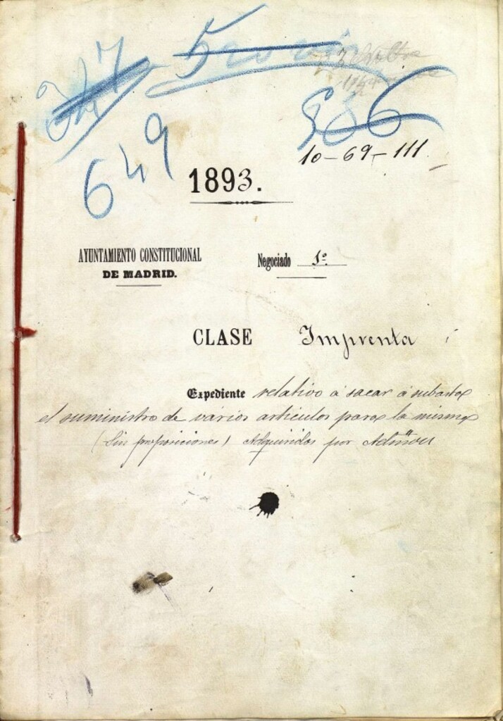 Miniatura de Expediente relativo a sacar a subasta el suministro de varios artículos para la misma (sin proposición). Adquiridos por Administración.