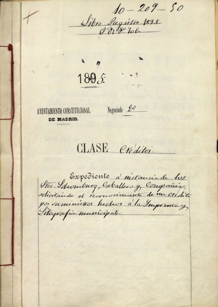 Miniatura de Expediente a instancia de los Señores Schomburg, Caballero y Compañía, solicitando el reconocimiento de un crédito para suministrar hechos a la Imprenta y Litografía municipal.