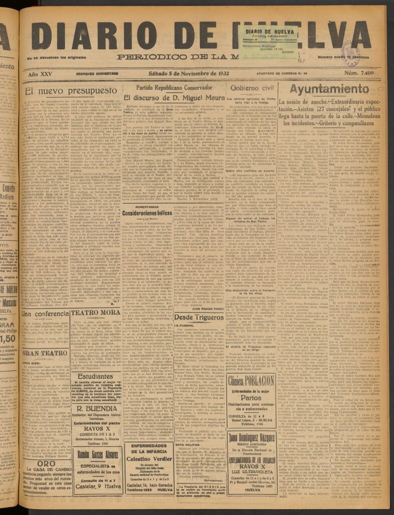 Miniatura de Diario de Huelva : periódico independiente del 5 de noviembre de 1932