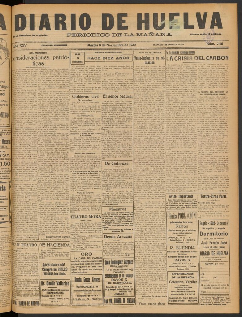 Miniatura de Diario de Huelva : periódico independiente del 8 de noviembre de 1932