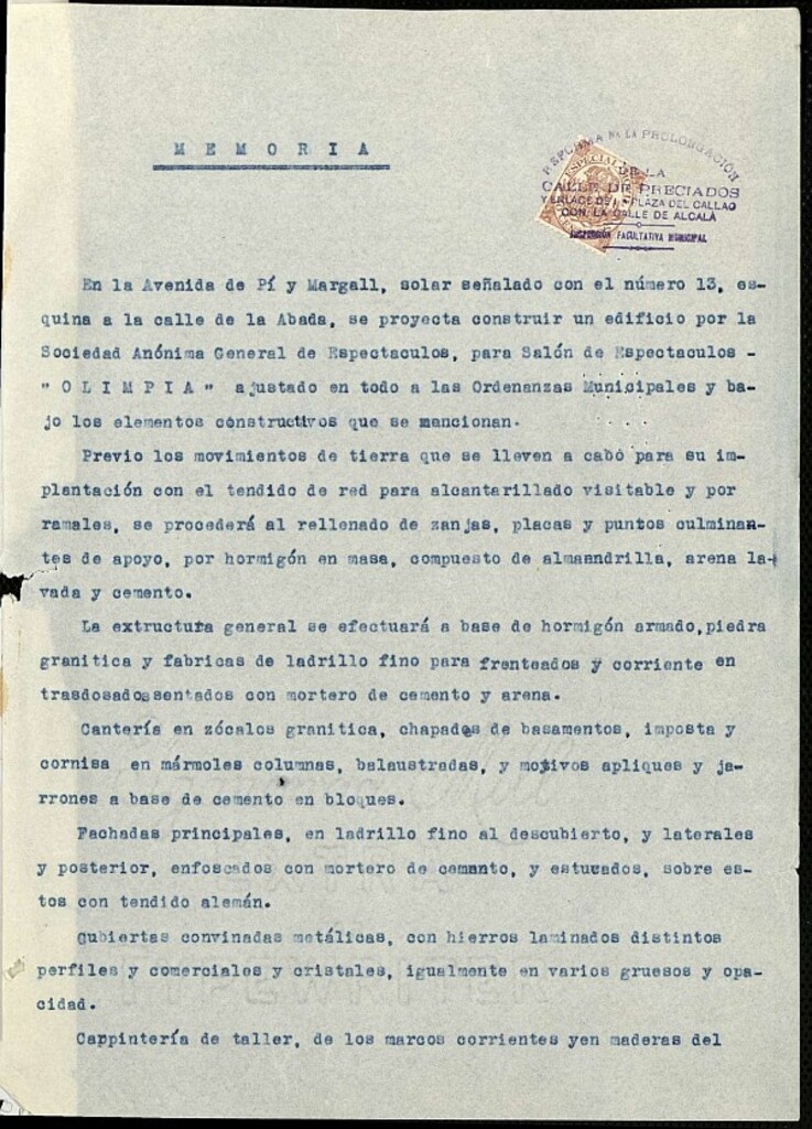Miniatura de Memoria y planos para la construcción de una casa propiedad del Banco Matritense (Hotel Villa de la Reina)