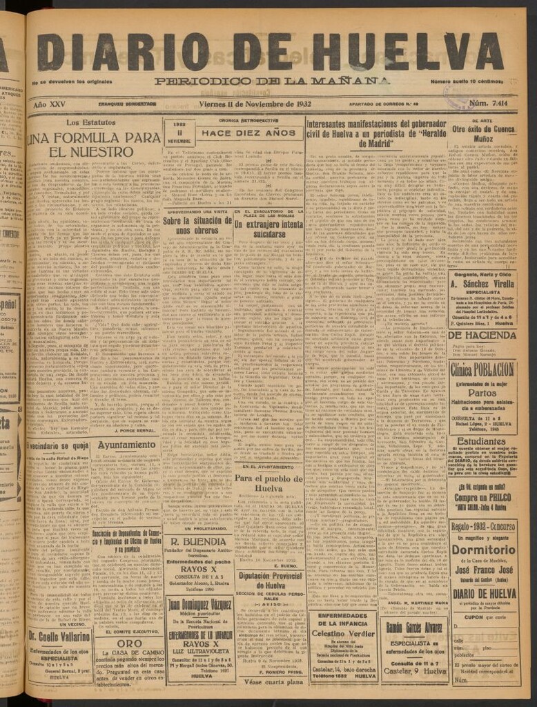 Miniatura de Diario de Huelva : periódico independiente del 11 de noviembre de 1932