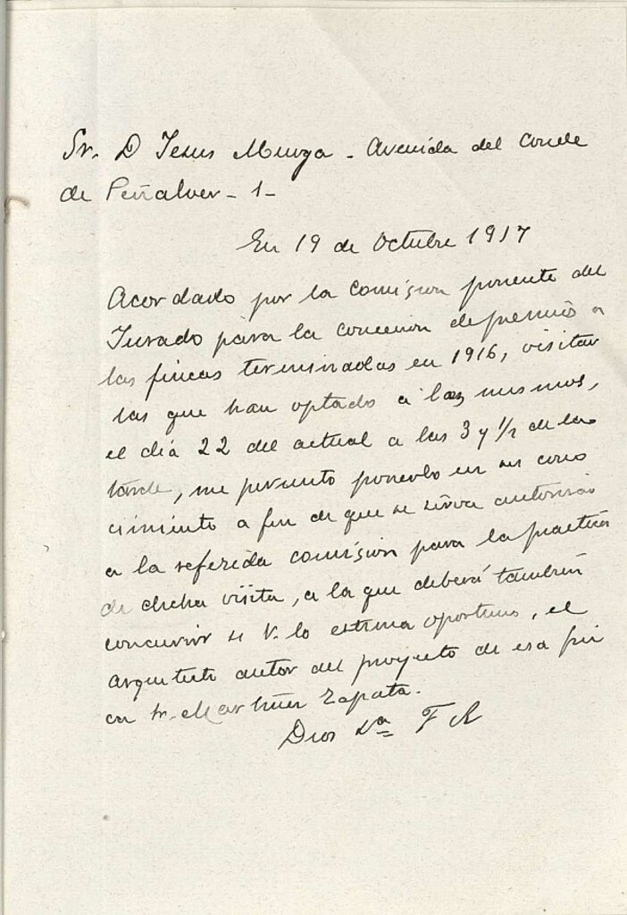 Miniatura de Solicitud de participación a los premios de las fincas del edificio propiedad de D. Jesús Murga
