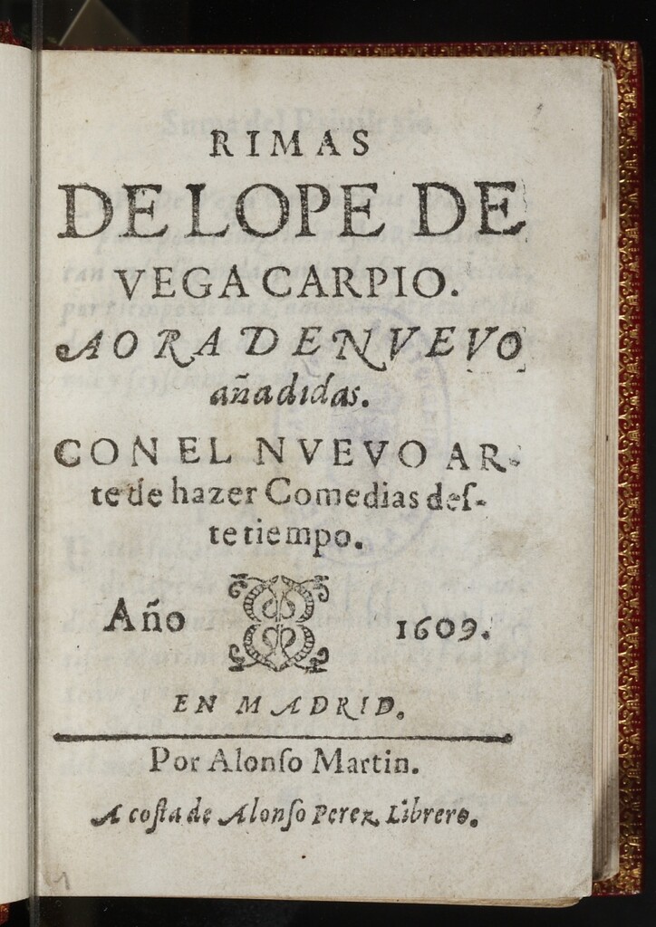 Miniatura de Rimas de Lope de Vega Carpio ; Aora de nuevo añadidas con el Nuevo arte de hazer comedias deste tiempo