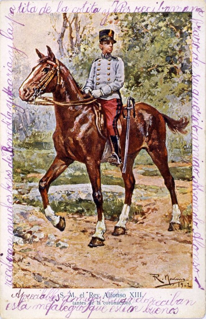 Miniatura de Alfonso XIII antes de la coronación. Pintura de R. Navarro