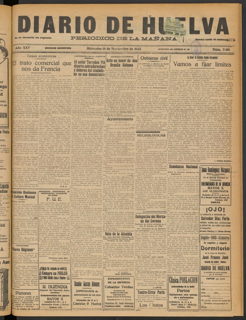 Miniatura de Diario de Huelva : periódico independiente del 16 de noviembre de 1932