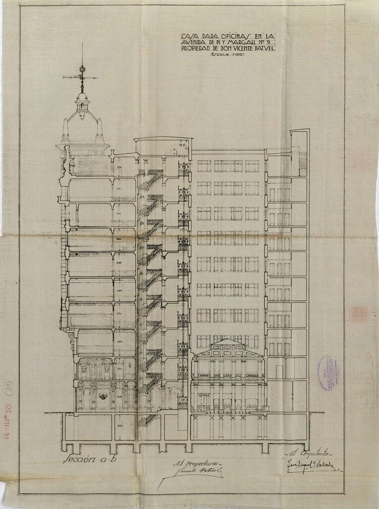 Miniatura de Sección del proyecto de construcción del edificio de oficinas en Gran Vía 31