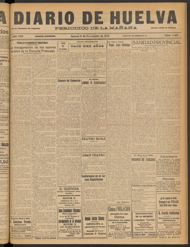 Miniatura de Diario de Huelva : periódico independiente del 17 de noviembre de 1932