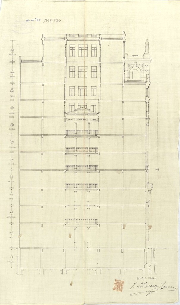 Miniatura de Sección del proyecto de construcción del edificio Gran Vía 34