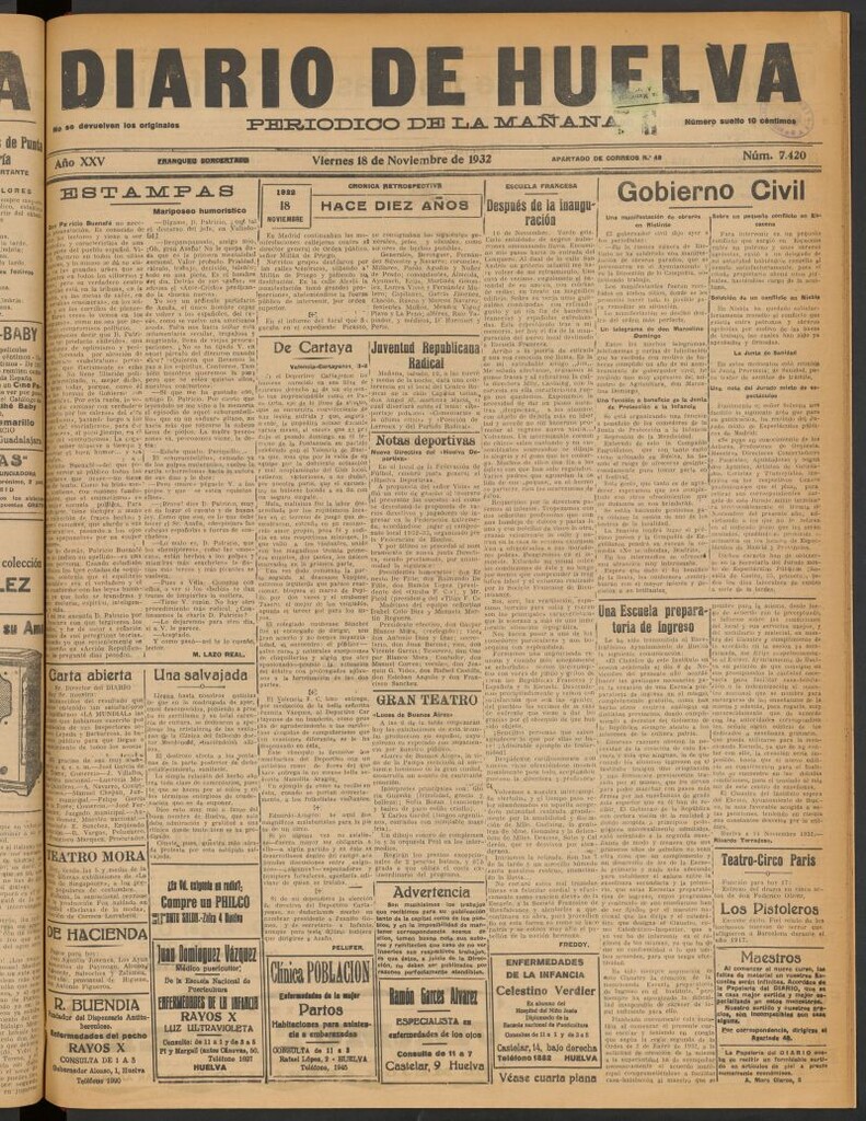 Miniatura de Diario de Huelva : periódico independiente del 18 de noviembre de 1932