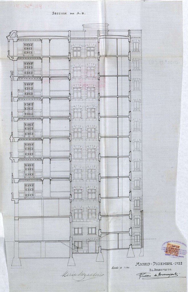 Miniatura de Sección del proyecto de construcción del edificio de Gran Vía 36