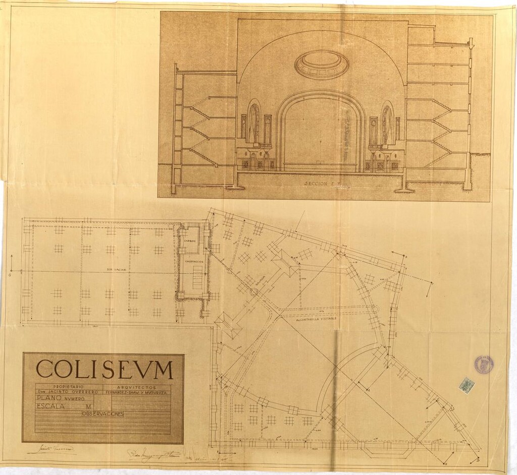 Miniatura de Sección del proyecto de construcción del edificio Coliseum, Gran Vía 78