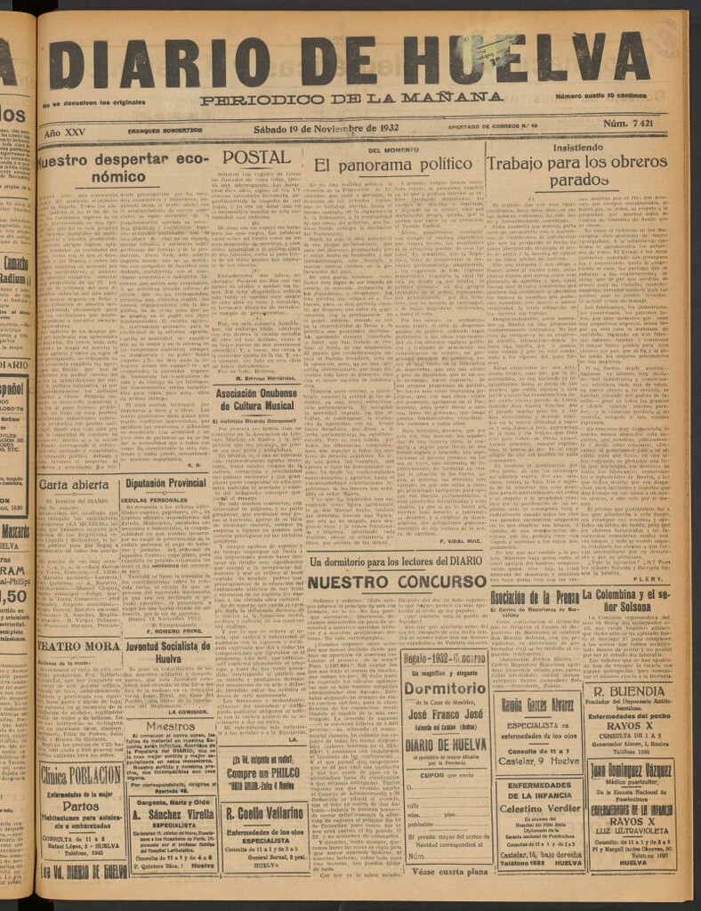 Miniatura de Diario de Huelva : periódico independiente del 19 de noviembre de 1932