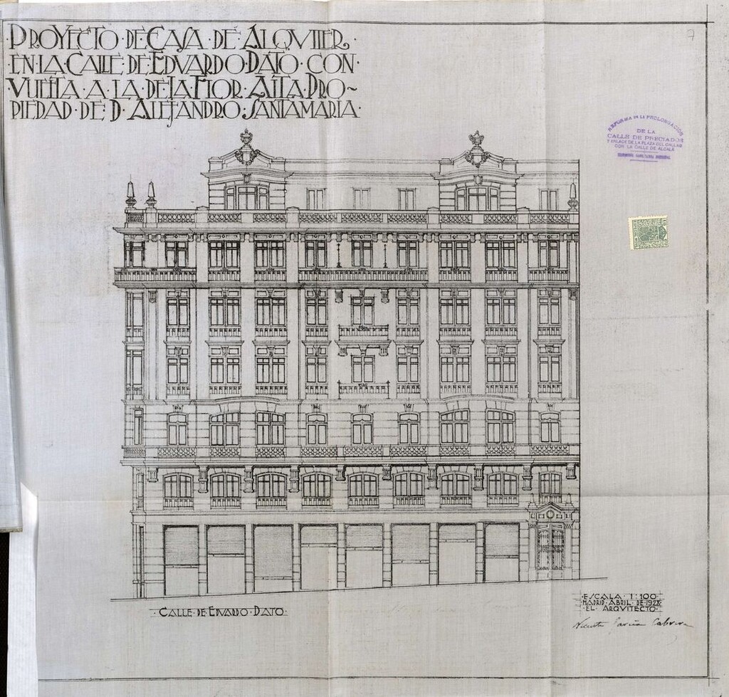 Miniatura de Alzado de fachada del proyecto de construcción del edificio Gran Vía 56