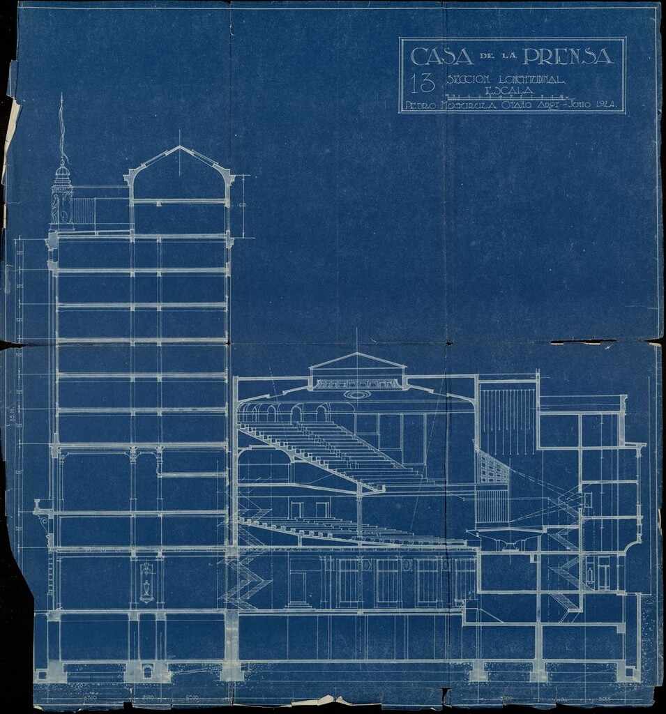 Miniatura de Sección longitudinal del edificio del Palacio de la Prensa, Gran Vía 46