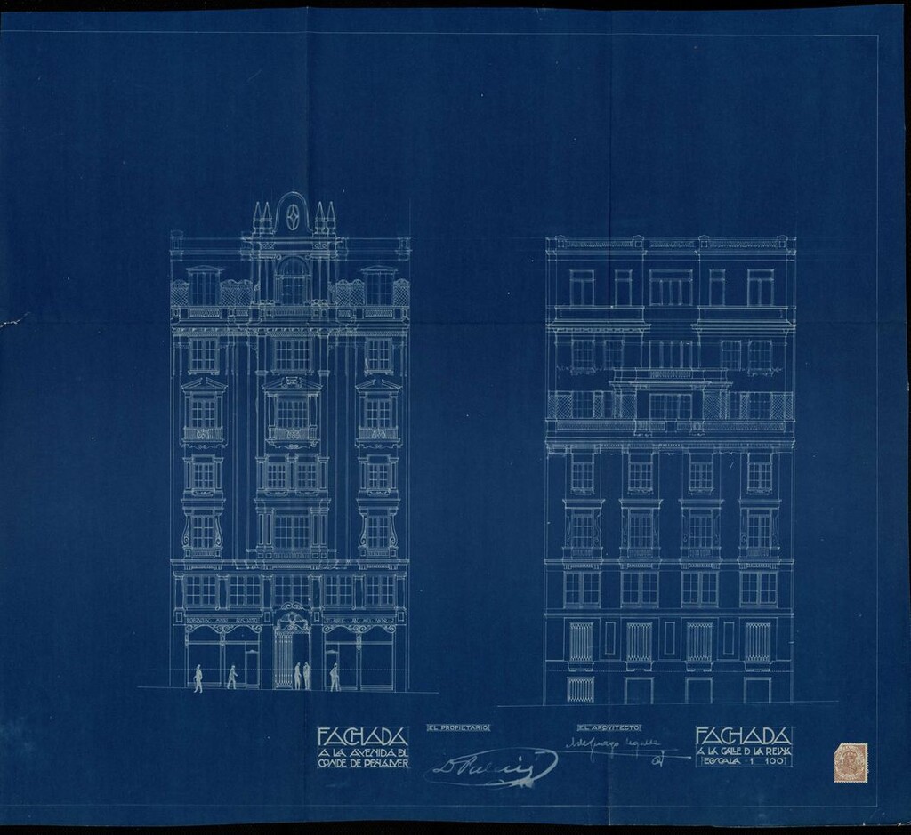 Miniatura de Alzado de la fachada del edificio Hotel Villa de la Reina situado en Gran Vía 22