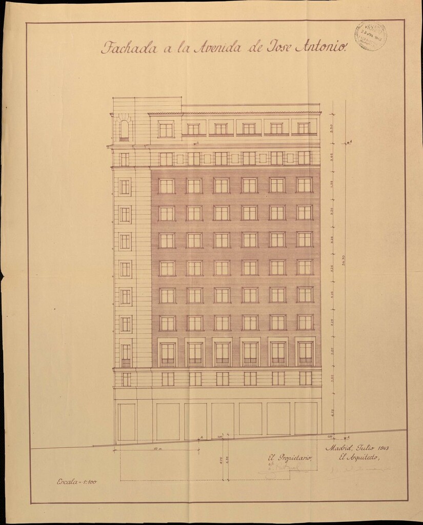 Miniatura de Alzado de fachada de edificio situado en Gran Vía 66 (cine Gran Vía)