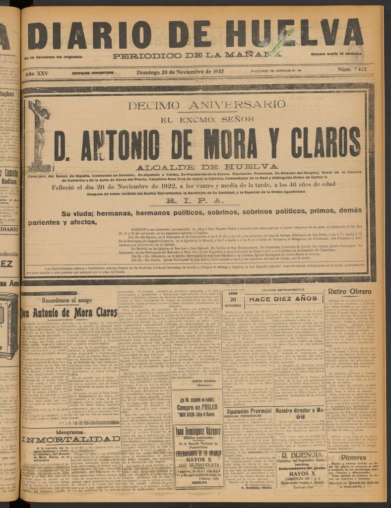 Miniatura de Diario de Huelva : periódico independiente del 20 de noviembre de 1932
