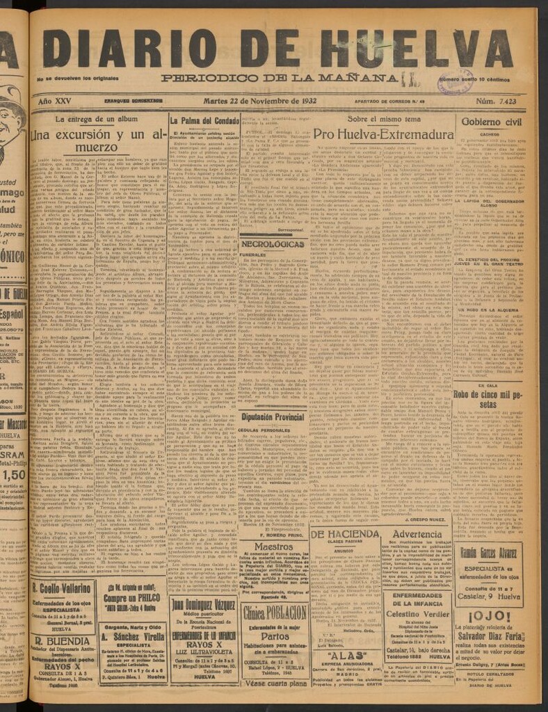 Miniatura de Diario de Huelva : periódico independiente del 22 de noviembre de 1932