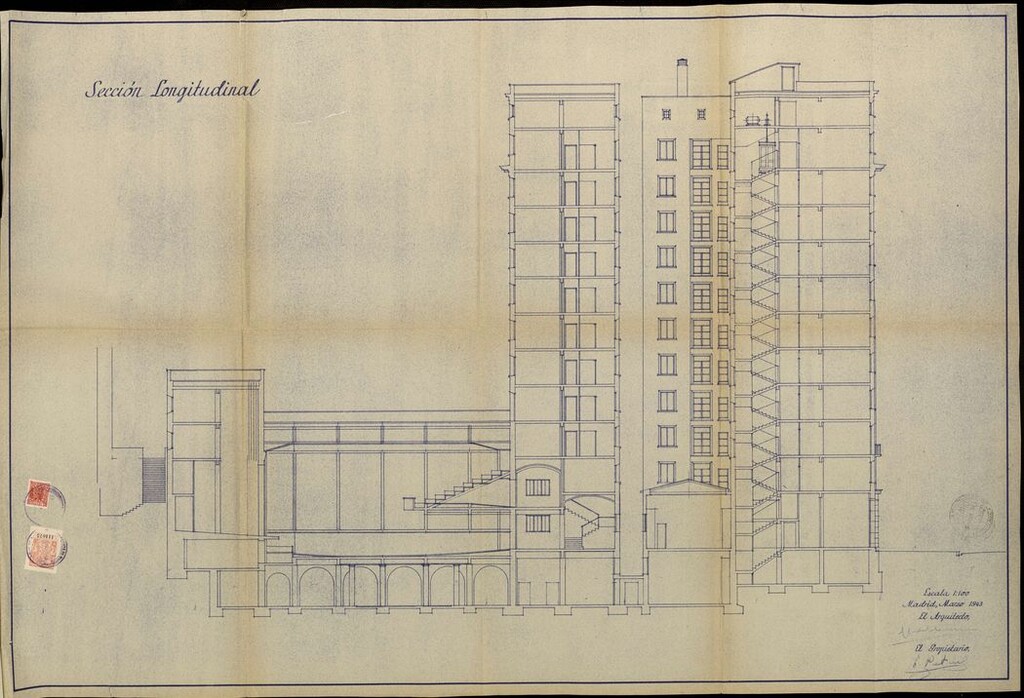 Miniatura de Sección longitudinal del edificio de Gran Vía 66 (cine Gran Vía)