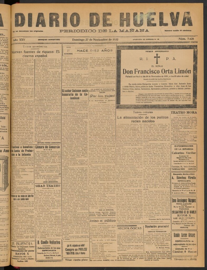 Miniatura de Diario de Huelva : periódico independiente del 27 de noviembre de 1932