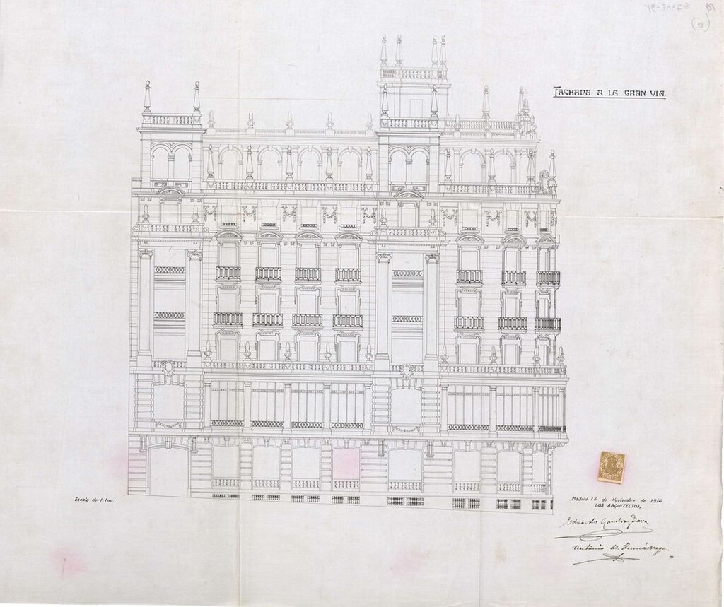Miniatura de Fachada a la Gran Vía del proyecto de construcción del Casino de la Gran Peña, Gran Vía 2