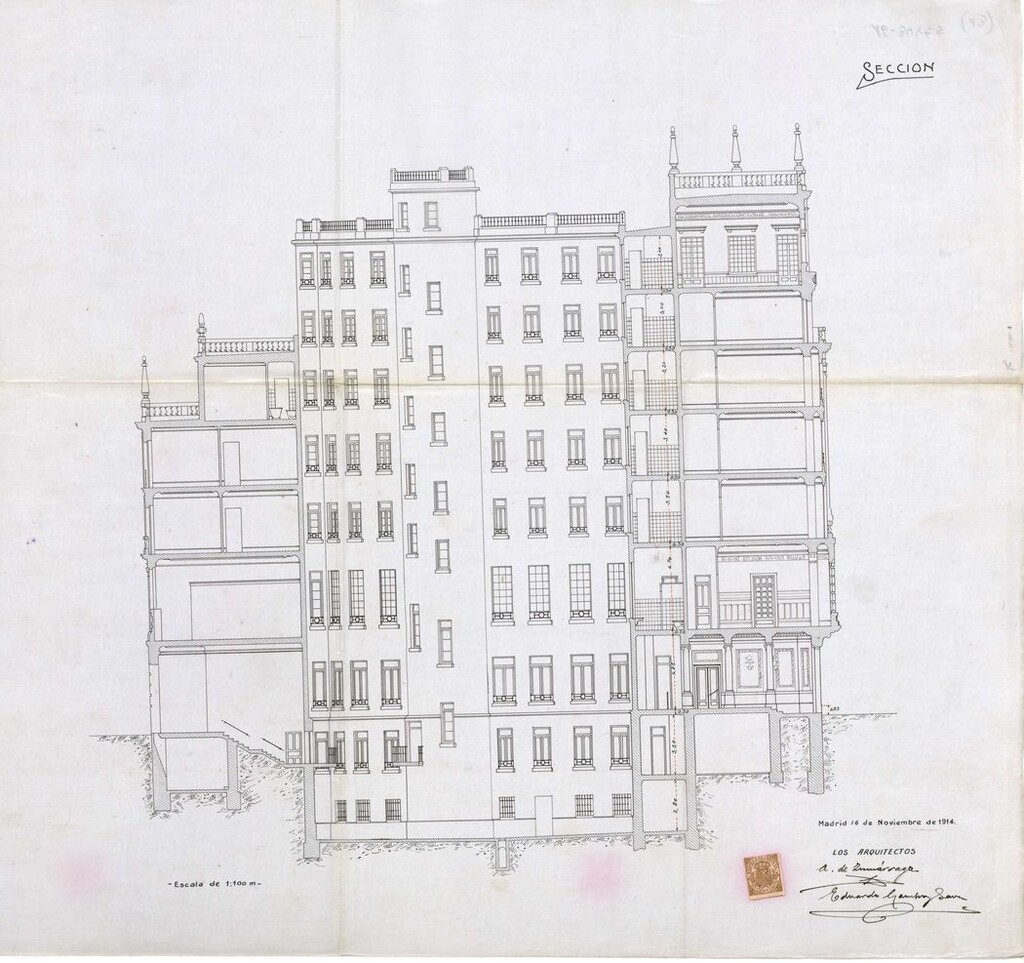 Miniatura de Sección del proyecto de construcción del Casino de la Gran Peña, Gran Vía 2