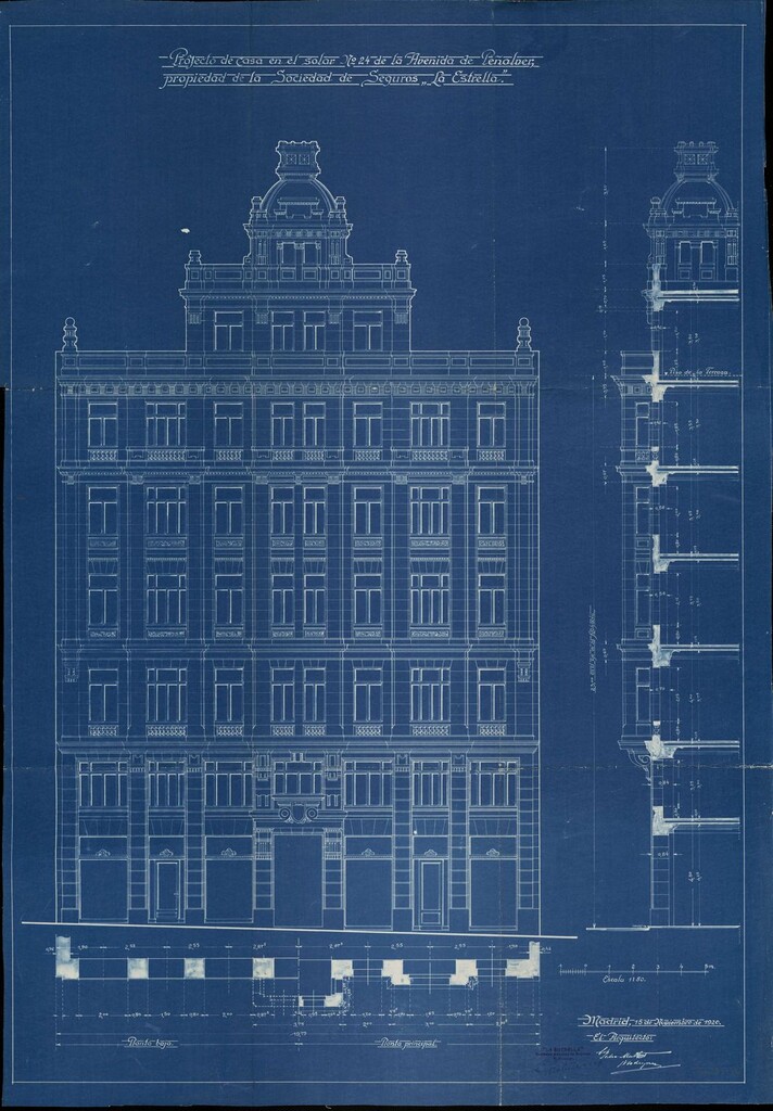 Miniatura de Fachada del edificio propiedad de la sociedad de Seguros La Estrella, Gran Vía 20