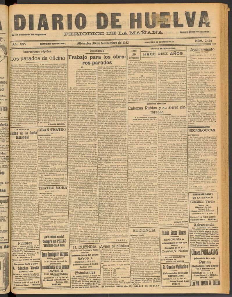 Miniatura de Diario de Huelva : periódico independiente del 30 de noviembre de 1932