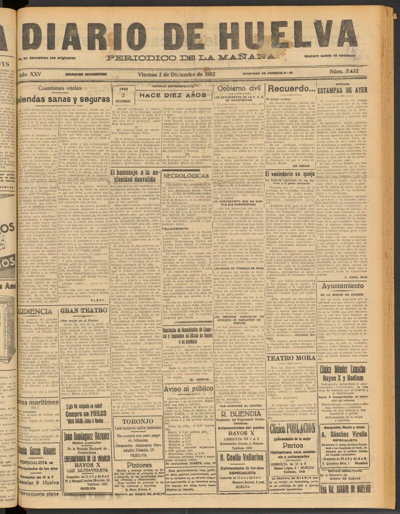 Miniatura de Diario de Huelva : periódico independiente del 2 de diciembre de 1932
