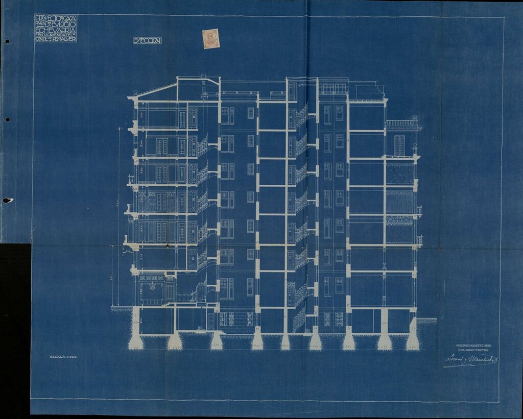 Miniatura de Sección del proyecto de construcción del edificio Gran Vía 22 bis